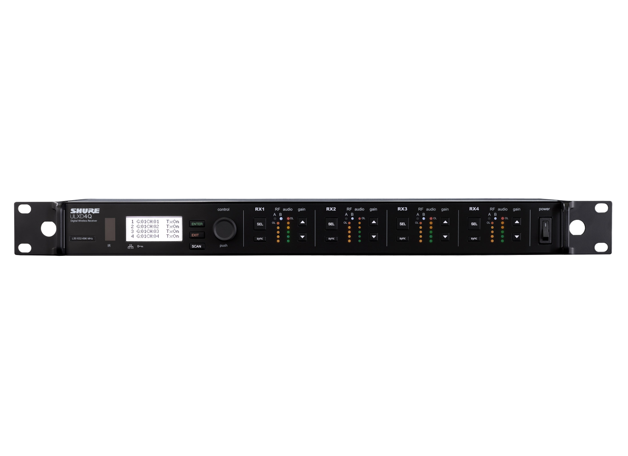 Shure ULXD4Q (4-Kanäle Digital Wireless Receiver) mit Dante